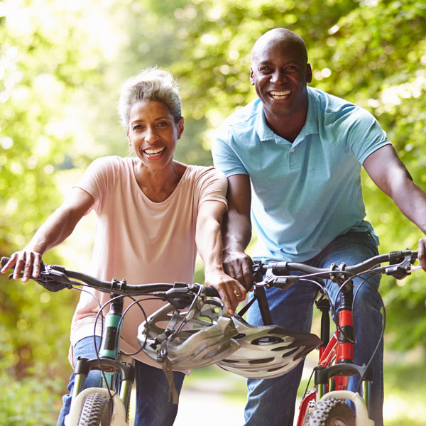 couple riding bikes