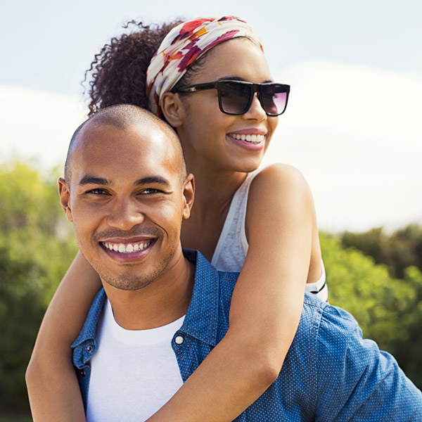 young couple smiling